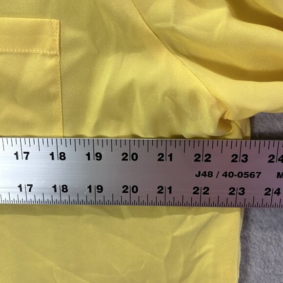Anne Klein Womens XL Yellow Sheer Zip-Front Blouse NWT 3/4 Sleeve Colorful Beach - Picture 9 of 11